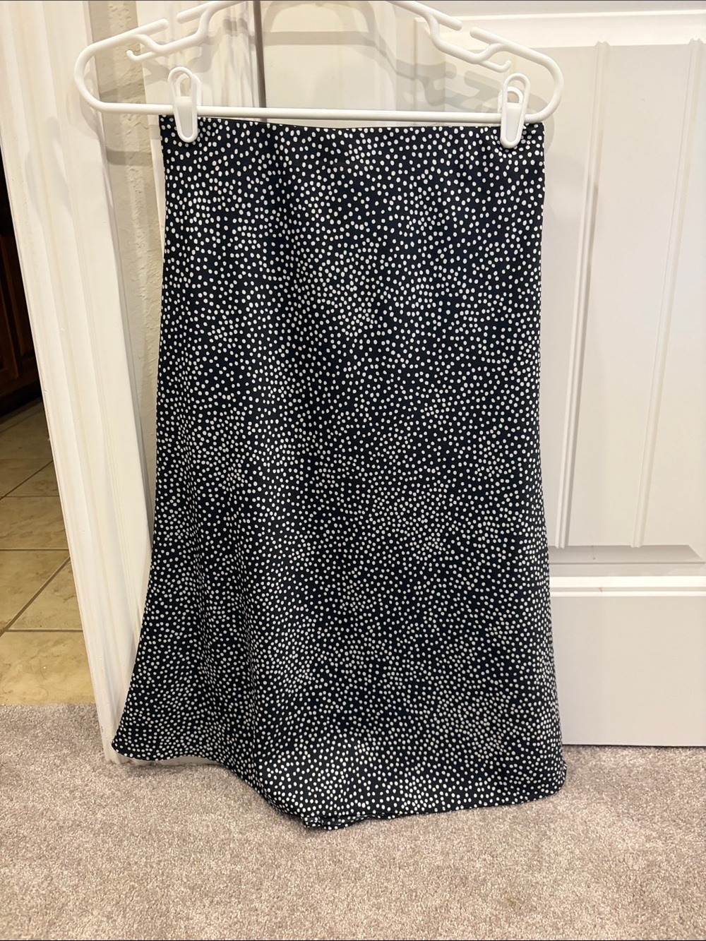 Loft Black and White Polka Dot Midi Skirt